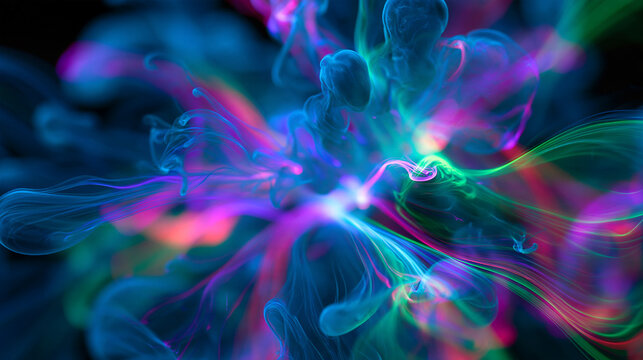 Abstract Glowing Neon Ink Burst with Vibrant Colors