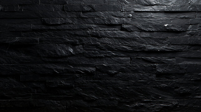 Black Textured Slate Stone Wall Background