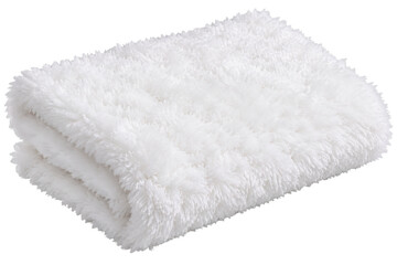 Soft white fluffy blanket folded on surface © Vyctor