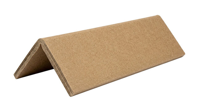 Folded cardboard triangle on white background