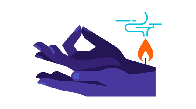 Spiritual Hand Mudra, A minimalist vector depiction of hands forming a sacred mudra gesture