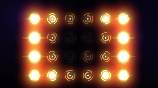 Golden Amber Concert Stage Blinder Bulbs Pulsing Light Wall Motion Background