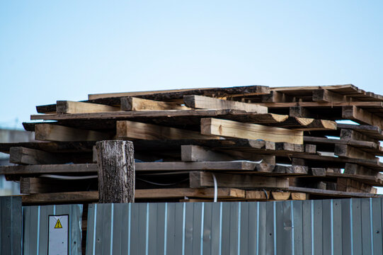 Stack of wooden pallets construction