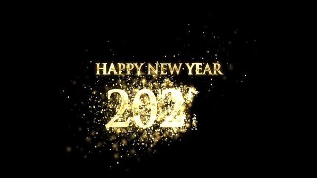 Happy New Year 2027 Golden Sparkler Glitter Particle Typography Reveal Animation