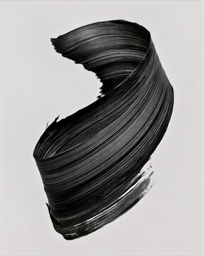 Black Wet Paint Brush Stroke on Light Background