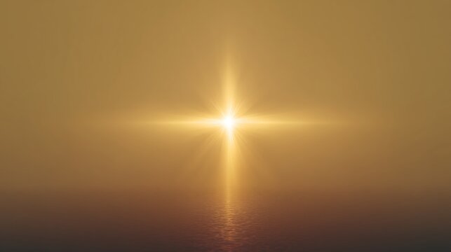 Glowing cross of light on a minimal golden Christian background