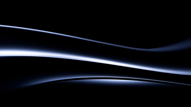 Delicate blue and white light curves flowing across black for elegant minimal branding design.