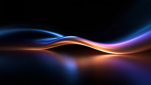 Abstract Futuristic Wave of Glowing Light on Dark Background