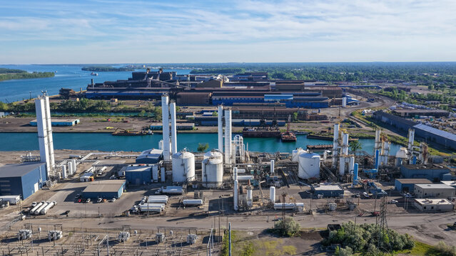 Industrial complex and steel mill by the river