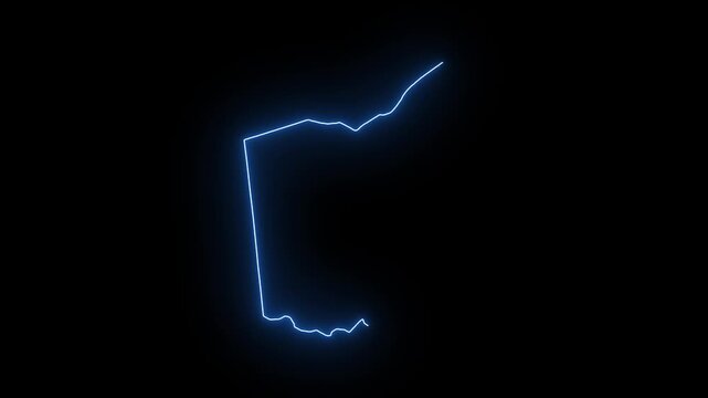 Ohio State Map Shape Hand Drawn Blue Neon Line Effect Animating the Outline Isolated on Black Background
