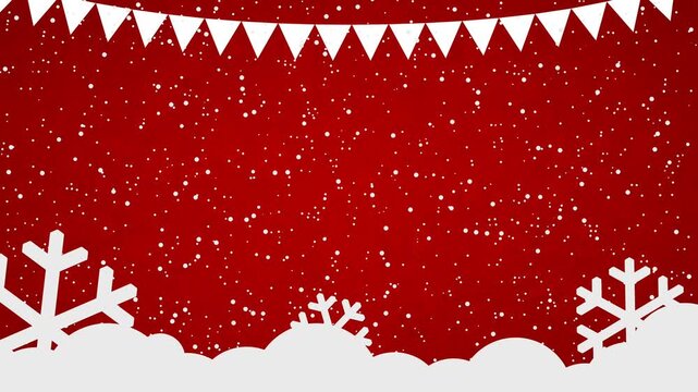 christmas red background with snowflakes