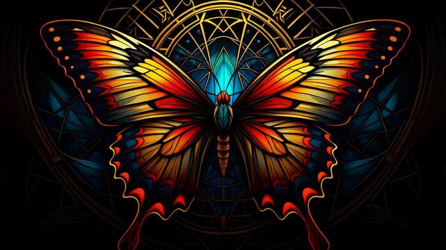 Stunning Mosaic Butterfly with Sacred Geometry Background