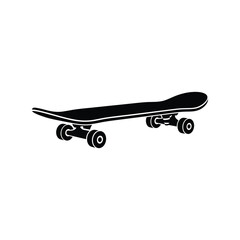 Black silhouette of a classic skateboard isolated on a white background © MDMusharof