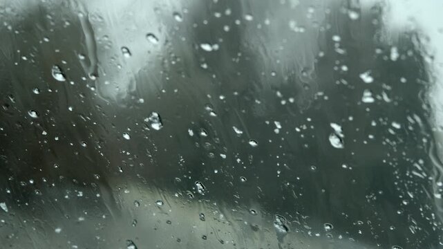 View through a windscreen during heavy snowfall, Austria