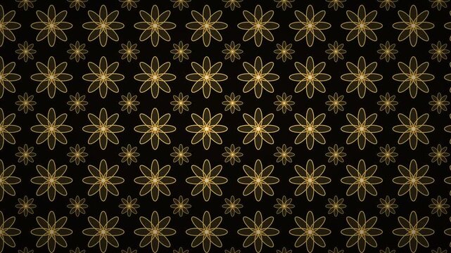 Elegant Gold Geometric Flower Pattern on Black Luxury Background