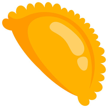 Fried chebureki meat turnover pastry flat illustration for street food themes