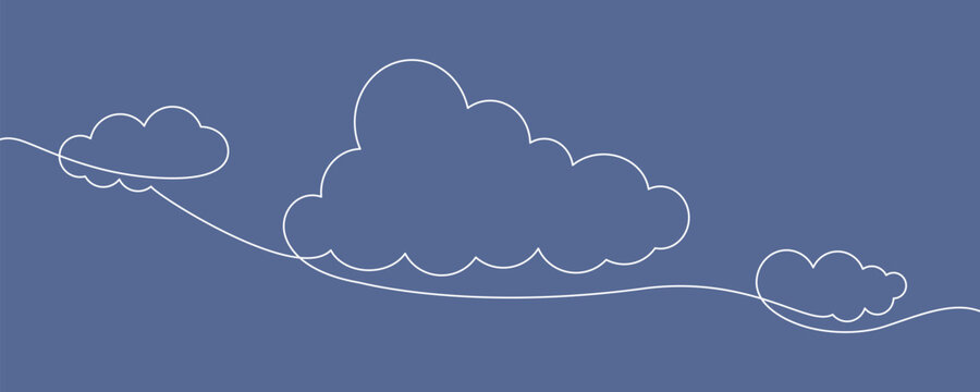Continuous Line Blue Clouds Abstract Background