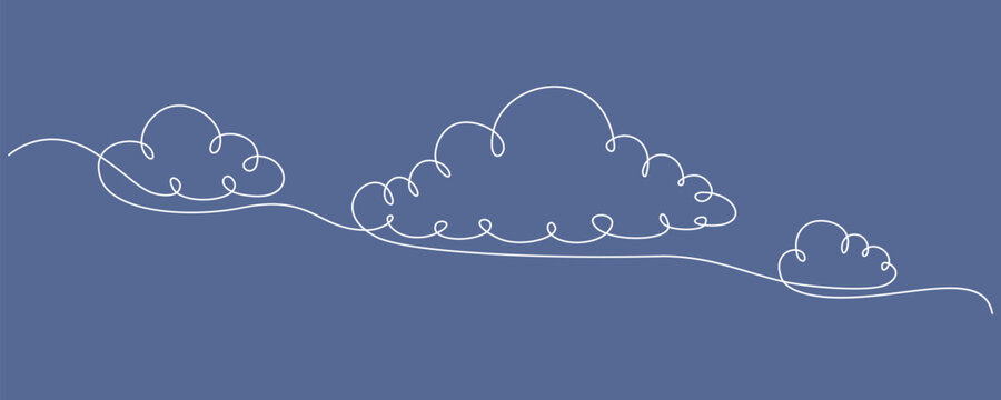 Continuous Line Blue Clouds Abstract Background