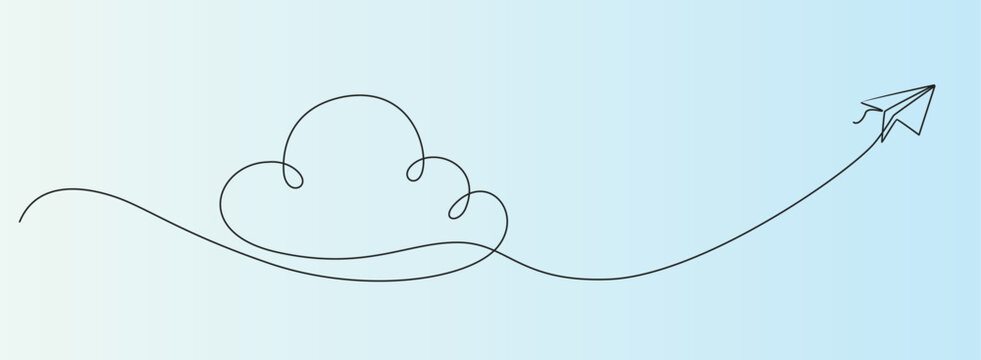 Continuous Line Blue Clouds Abstract Background
