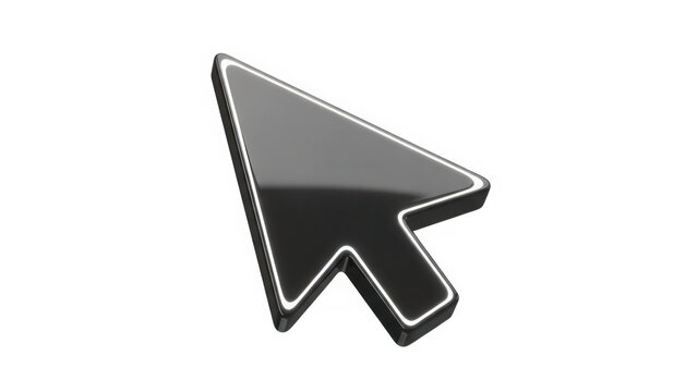 Black computer mouse cursor arrow icon for website interface design isolated on transparent background