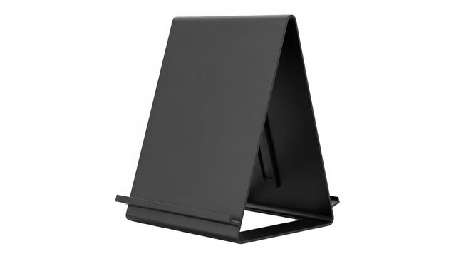 Black metal folding easel display stand isolated on transparent background