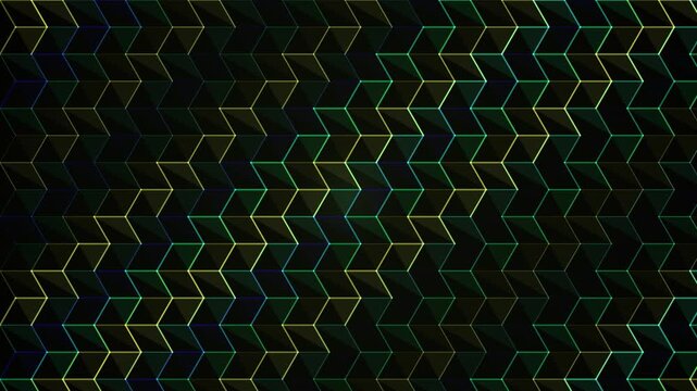A looping geometric pattern with zigzag lines in dark colors
