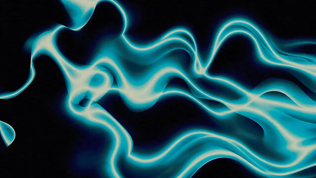 Abstract glowing blue wave patterns on dark space background illustration