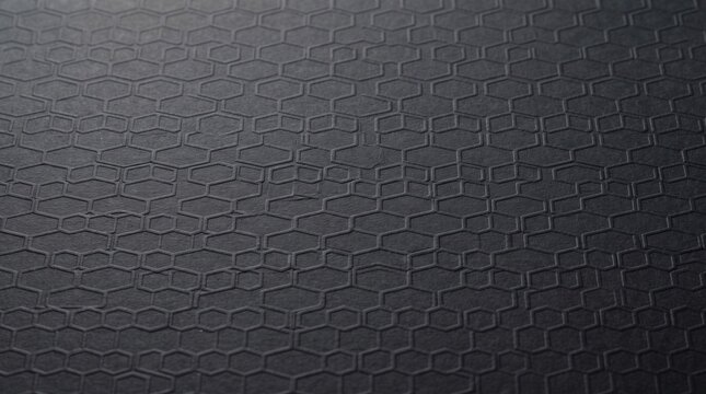Dark gray textured background with a repeating hexagonal pattern embossed on the surface