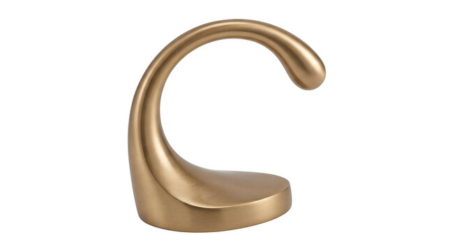 Brushed brass wall hook for home interior, elegant gold metal hanger, minimalist curved coat hook for luxury bathroom or bedroom organization