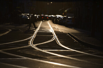 Tram tracks in Berlin, Germany © Luigi Trevisi