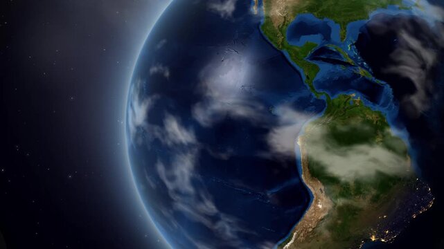Earth Zoom In to Namibia with Country Data Infographic