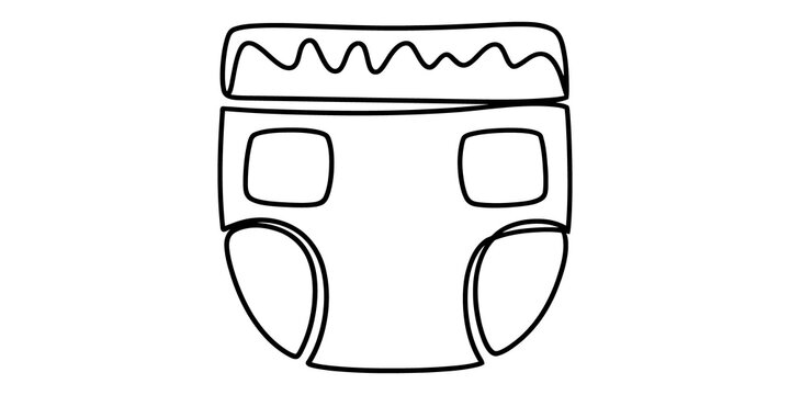 Simple line drawing of a baby diaper icon isolated on transparent background