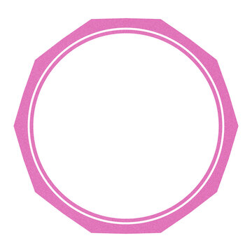 frame with circle and circle outside but there is a ten-sided texture grain pink isolation