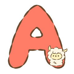 背景透過のもっちり手描きイラスト　アニマルアルファベット　A　アルパカ © hiyokomame