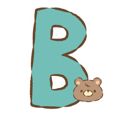 背景透過のもっちり手描きイラスト　アニマルアルファベット　B　くま　 © hiyokomame