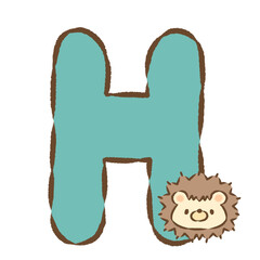 背景透過のもっちり手描きイラスト　アニマルアルファベット　H　ハリネズミ © hiyokomame