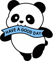 panda , Cute panda with "Have a good day" banner / Panda wishing a good day © 현아 박