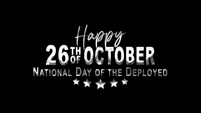 Celebrating october 26 with animated text and white stars, ideal for patriotic social posts, military tributes, event promotions, and greetings.