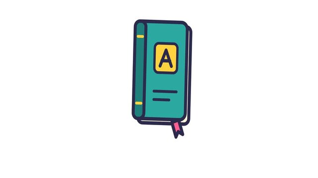 Vibrant graphic icon of a closed hardcover book, featuring a prominent 'A' on its teal cover and a pink bookmark, representing valuable knowledge, education, and essential reference