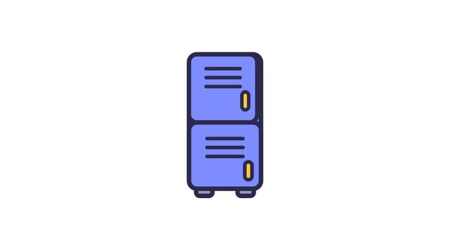Charming vector illustration depicting a two-tiered purple locker with golden handles, ideal for representing school, gym, or secure personal storage concepts