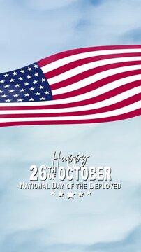 Day of the deployed text animation celebrates families with an american flag card design, suitable for social media, tributes, invitations, and patriotic campaigns.