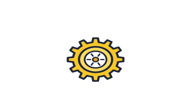 Vibrant yellow gear vector illustration, meticulously designed to symbolize settings, engineering, and operational efficiency, perfect for technology and business concepts