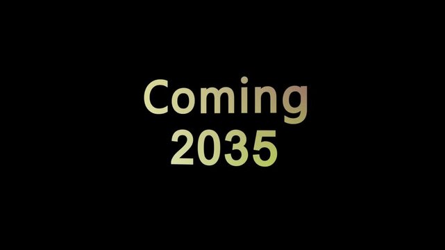 The 3D "Coming 2035" text icon features bold, futuristic letters with dynamic depth and sleek shadows. Vibrant gradients and metallic accents give it a modern, eye-catching appearance.