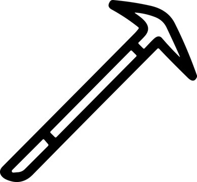 Minimalist pickaxe icon, simple line drawing illustration for tool and mining concepts