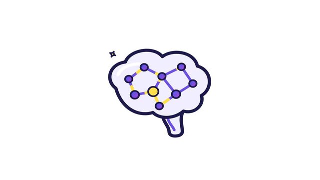 Dynamic vector illustration of a stylized brain, showcasing intricate neural network connections for advanced cognitive processes, artificial intelligence, and human intellect development