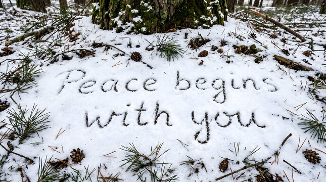 Inspirational Quote Written in Untouched Fresh Snow
