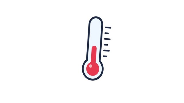 Vector illustration of a thermometer with a red column indicating high temperature, ideal for concepts of warmth, fever, health, climate, and thermal measurement