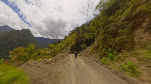 Mountain biking adventure on the historic North Yungas Death Road Bolivia