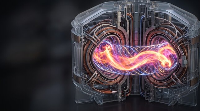 Stellarator Fusion Reactor Twisted Coils Confining Superheated Plasma