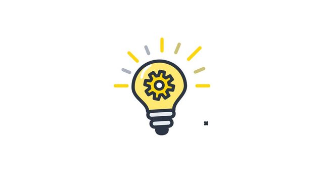 Vibrant lightbulb icon featuring an integrated cogwheel, symbolizing innovative thinking, bright ideas, problem-solving strategies, and efficient mechanical or business solutions development